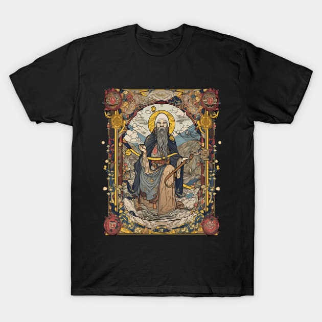 The Hermit Detailed and Embellished High Definition Tarot Card Design T-Shirt by The Dirty Gringo